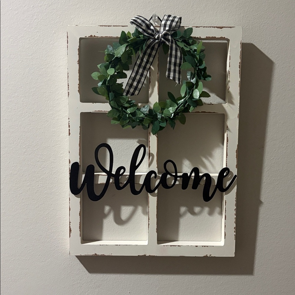 Rustic Welcome Window Frame Decor